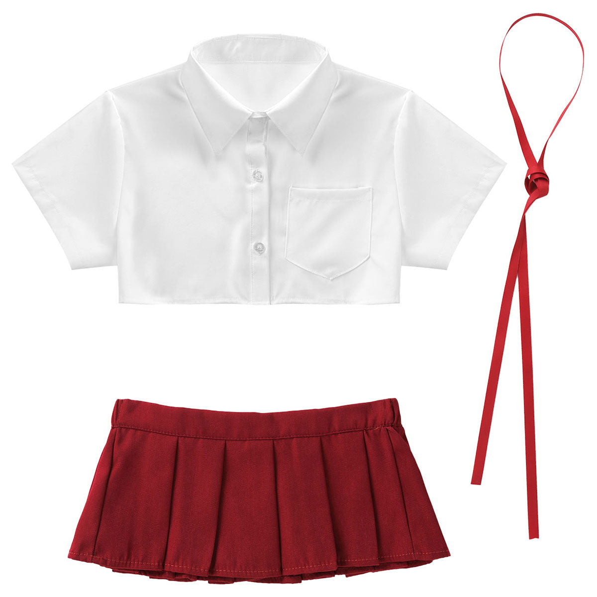 Perspective Student White Shirt Collar Rope Bow Pleated Skirt Suit