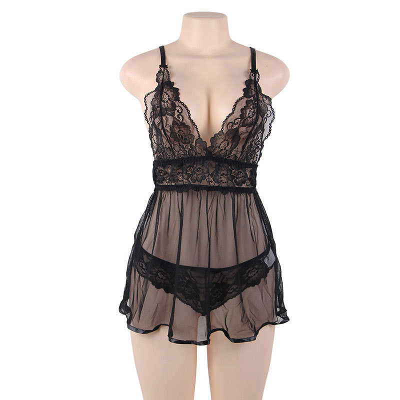 Oversized Sling Sexy Lingerie European & American Sexy Lace Nightdress