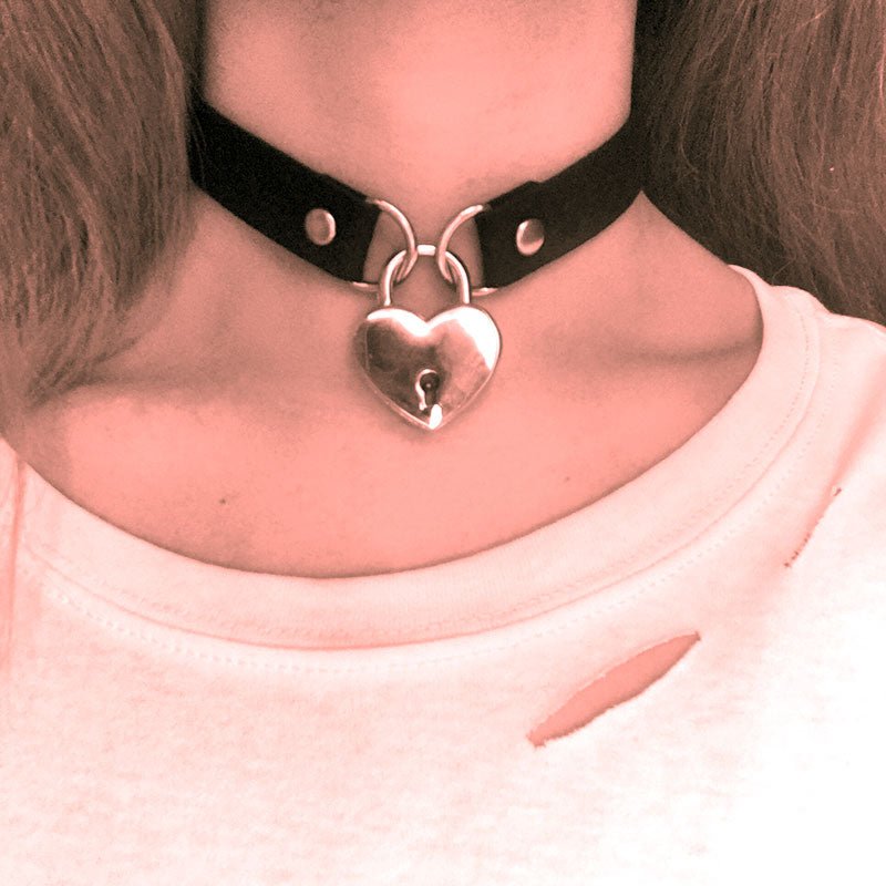 Gargantilla gótica con cadena de corazón, Collar bdsm de cuero, Bondage, cosplay, joyería gótica, Collar gótico para mujer, accesorios Harajuku